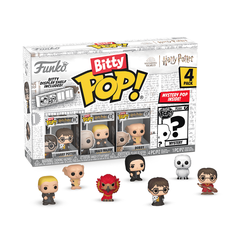 Funko Bitty POP! Harry Potter 4-Pack - Harry Potter, Draco Malfoy, Dobby and A Surprise Mystery Mini Figure