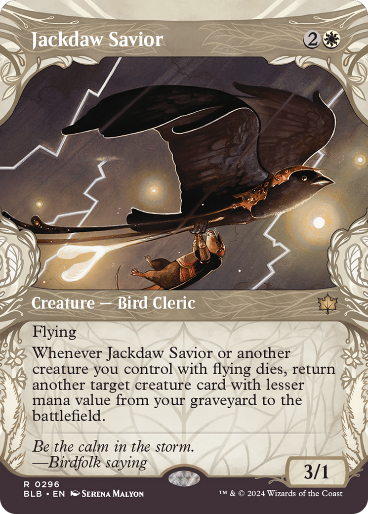 Jackdaw Savior (Showcase) (296) (Bloomburrow)