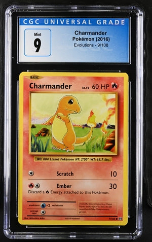 2016 Pokémon XY Evolutions #9 Charmander - CGC 9 Mint - Vintage Base Set Reprint
