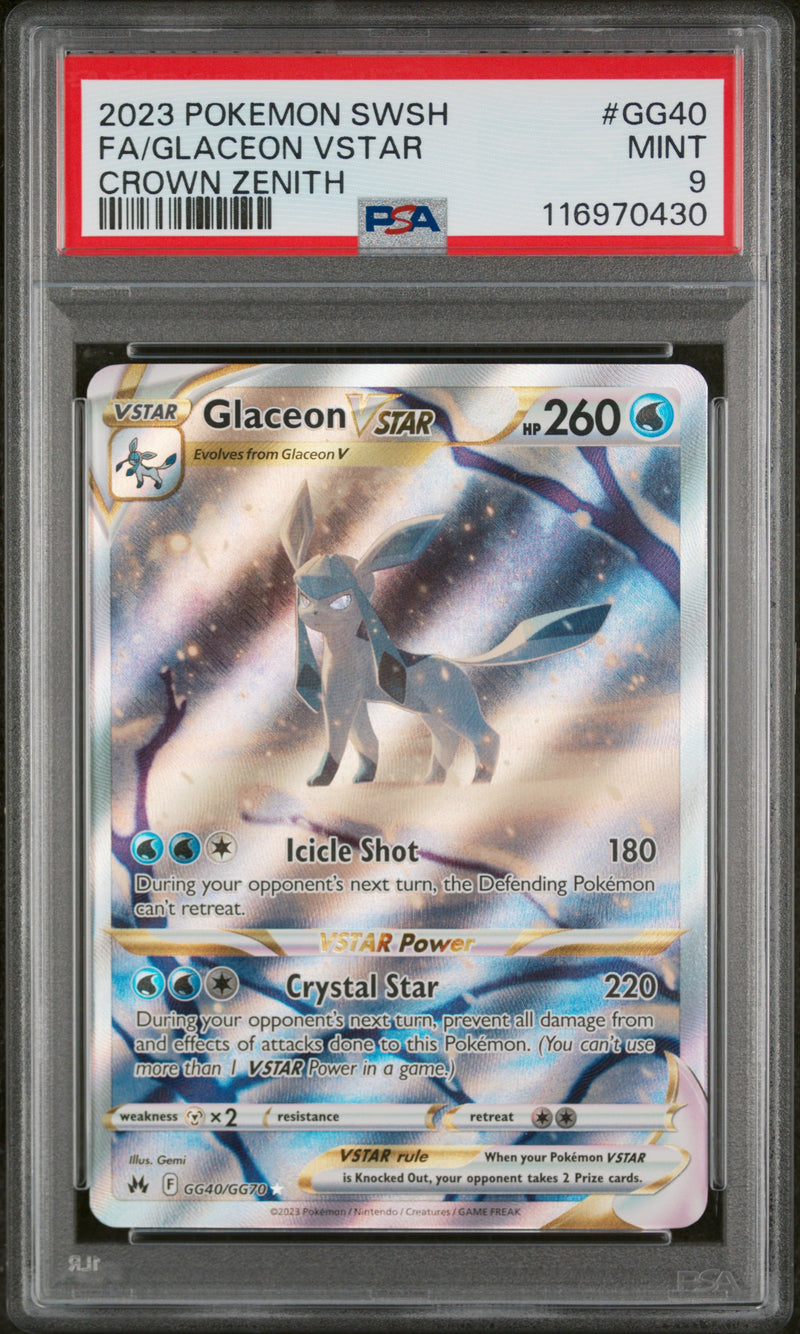 2023 Pokemon Glaceon VSTAR GG40 Crown Zenith PSA 9 Mint