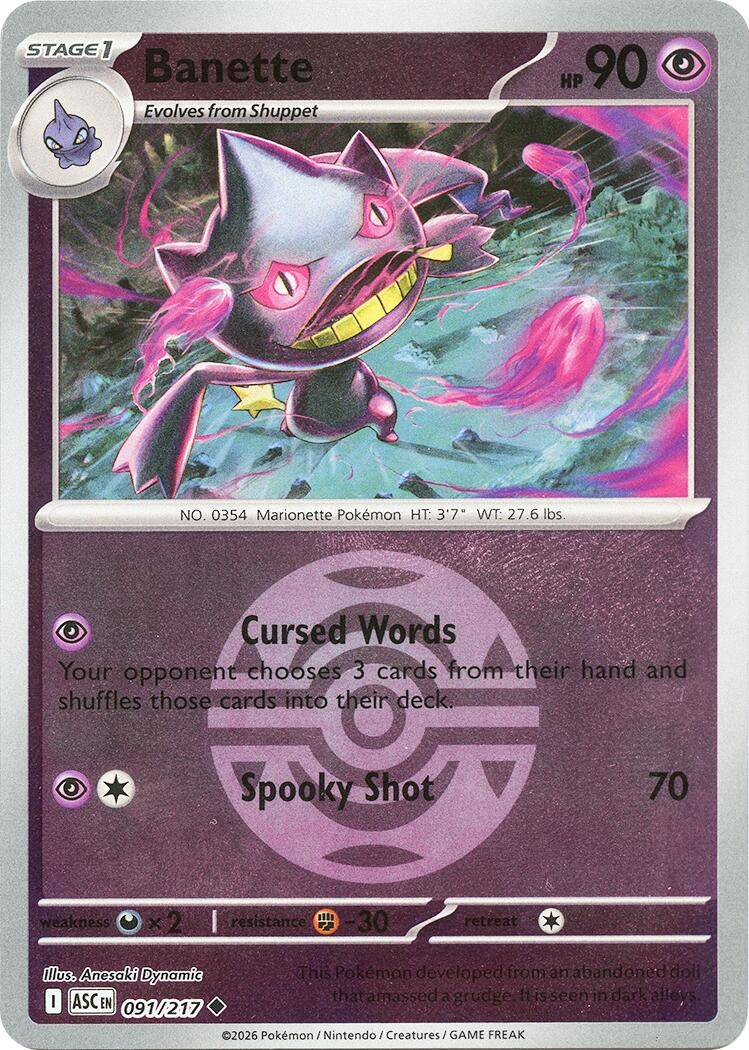 Banette - 091/217 (Dusk Ball) (091/217) [ME: Ascended Heroes]