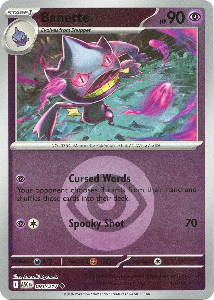 Banette - 091/217 (Energy Symbol Pattern) (091/217) [ME: Ascended Heroes]