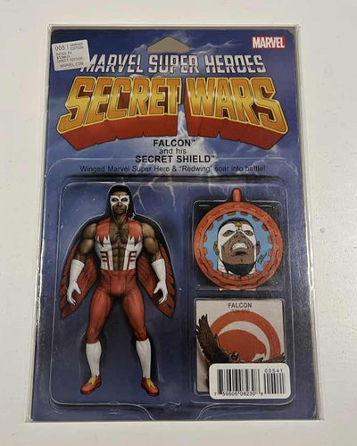 Secret Wars #5 Marvel Comics 2015 Falcon Action Figure Variant
