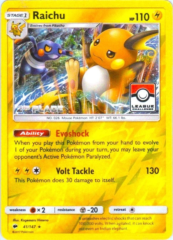 Image for Raichu - 41/147 (League Challenge) [2nd Place] (041/147) [League & Championship Cards] - Pokemon