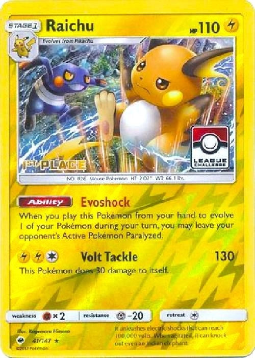 Image for Raichu - 41/147 (League Challenge) [1st Place] (041/147) [League & Championship Cards] - Pokemon