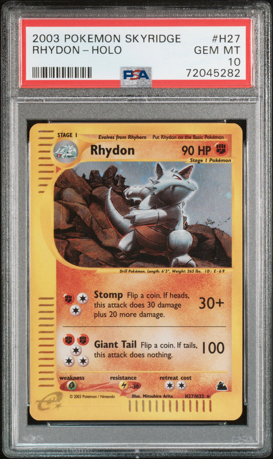 2003 Pokemon Skyridge #H27 Rhydon-Holo PSA 10