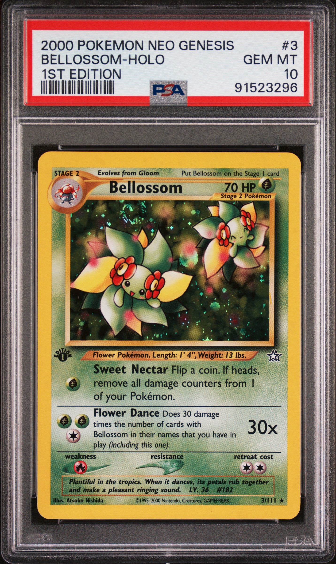 2000 Pokemon Neo Genesis 1st Edition #3 Bellossom-Holo 1st Edition PSA 10