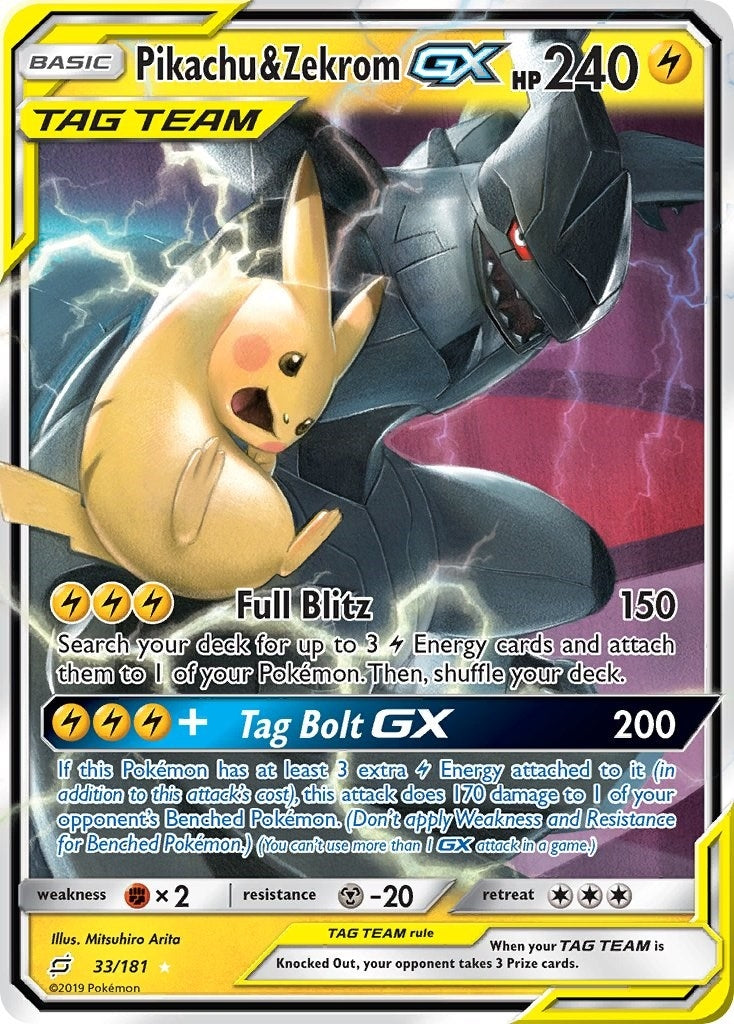 Image for Pikachu & Zekrom GX (33/181) [SM - Team Up] - Pokemon