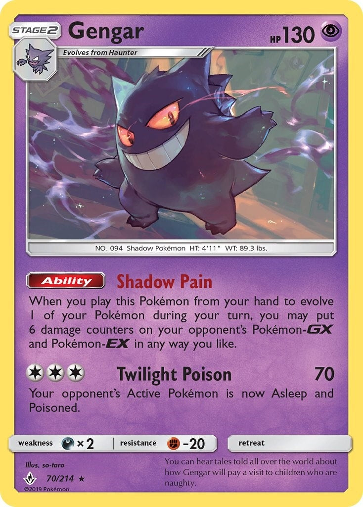 Image for Gengar (70/214) [SM - Unbroken Bonds] - Pokemon