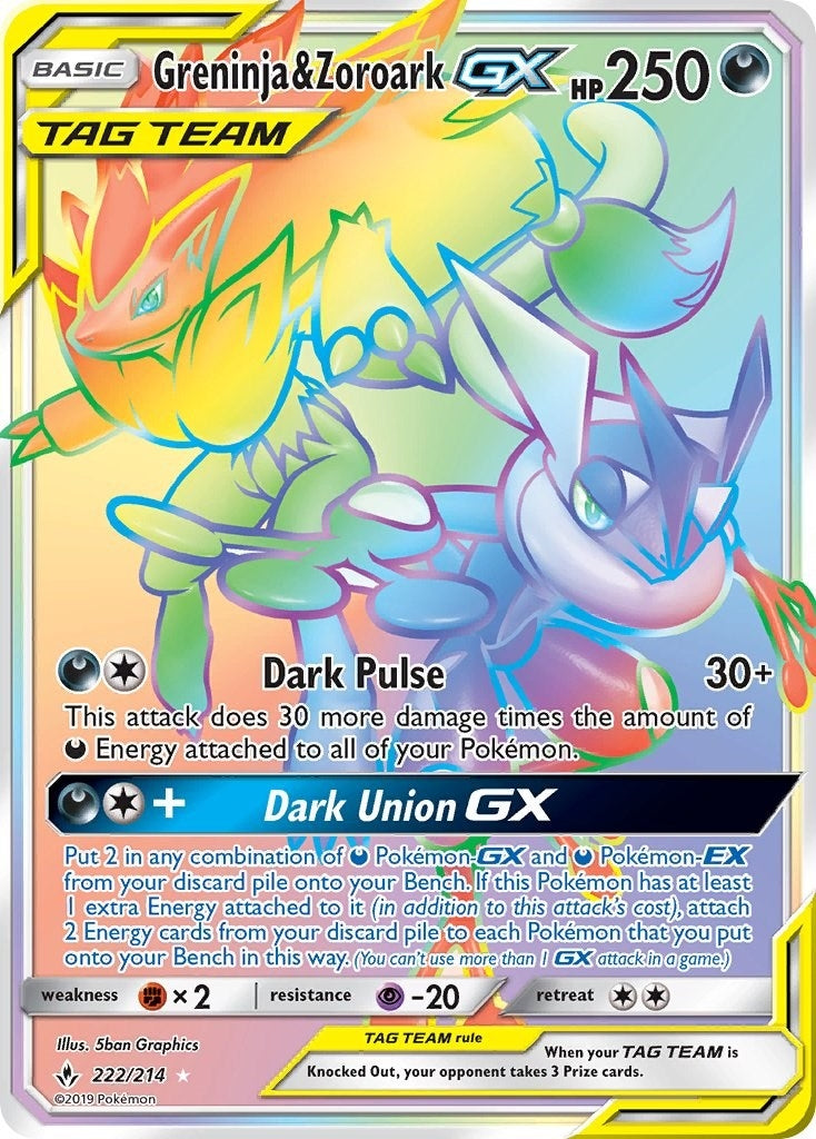 Image for Greninja & Zoroark GX (Secret) (222/214) [SM - Unbroken Bonds] - Pokemon