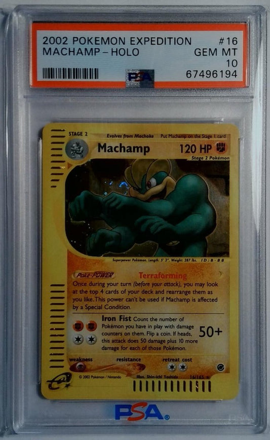 2002 Pokemon Expedition #16 Machamp - Holo Gem Mint PSA 10 - Inner Nerd