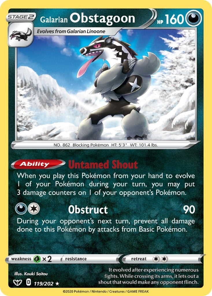 Image for Galarian Obstagoon (119/202) [SWSH01: Sword & Shield Base Set] - Pokemon