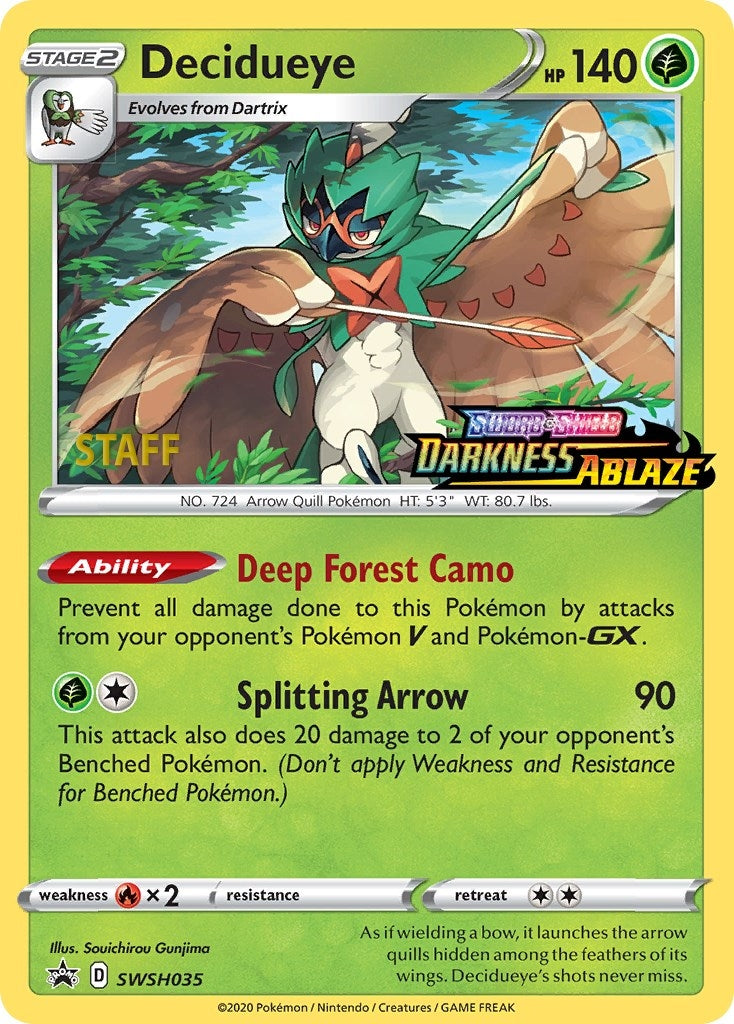 Image for Decidueye - SWSH035 (Prerelease) [Staff] (SWSH035) [SWSH: Sword & Shield Promo Cards] - Pokemon