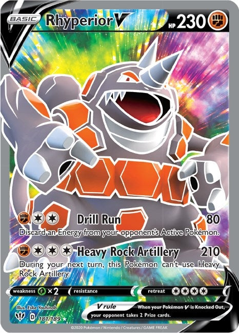 Image for Rhyperior V (Full Art) (181/189) [SWSH03: Darkness Ablaze] - Pokemon