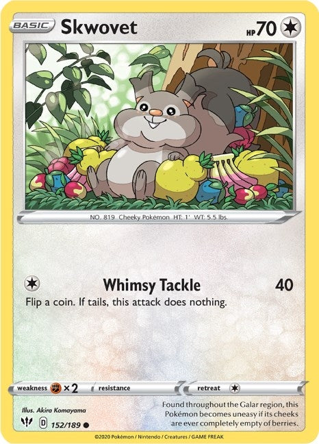 Image for Skwovet (152/189) [SWSH03: Darkness Ablaze] - Pokemon