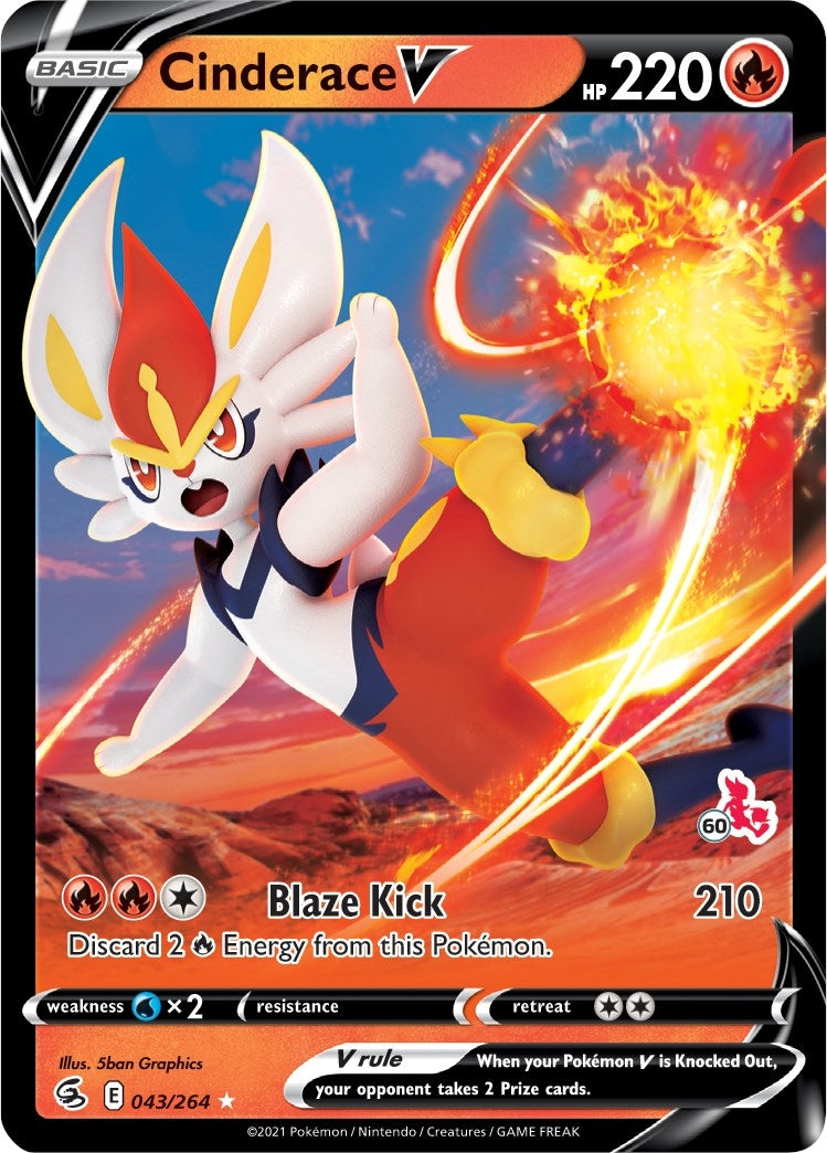 Image for Cinderace V - 043/264 (#60 Cinderace Stamped) (043/264) [Battle Academy 2022] - Pokemon