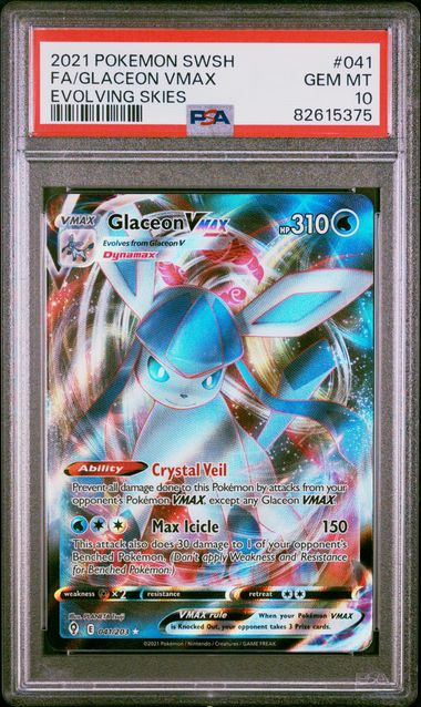 2021 Pokémon Evolving Skies Glaceon VMAX 041/203 PSA 10 (Gem Mint)