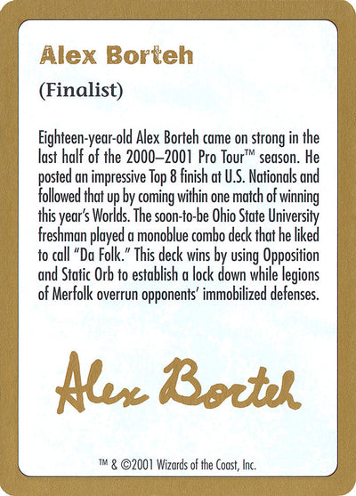 2001 Alex Borteh Biography Card [World Championship Decks]