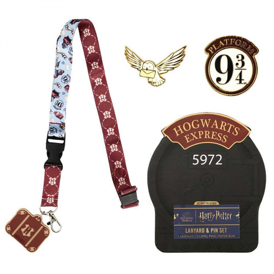 Harry Potter Hogwarts Express Hedwig Lanyard Keychain Lapel Pin Novelty Box Gift Set