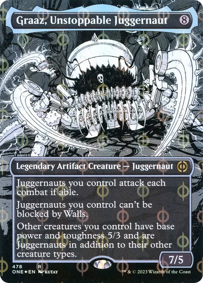 Graaz, Unstoppable Juggernaut (Borderless) (Step-and-Compleat Foil) (478) (Phyrexia: All Will Be One)