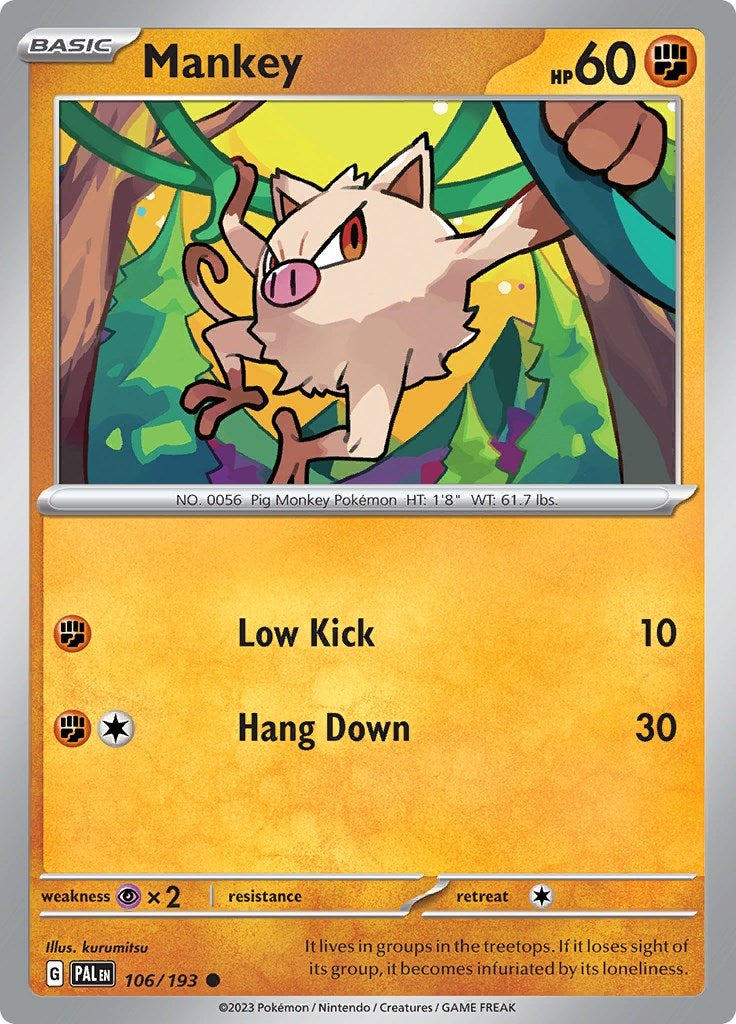 Image for Mankey (106/193) [SV02: Paldea Evolved] - Pokemon