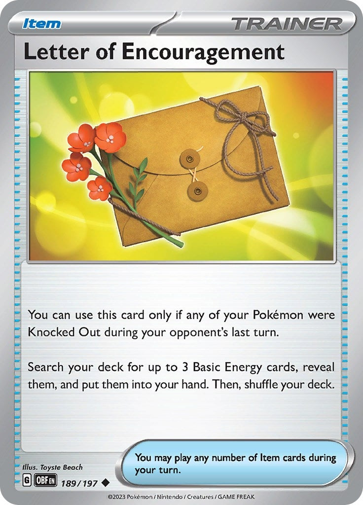 Image for Letter of Encouragement (189/197) [SV03: Obsidian Flames] - Pokemon