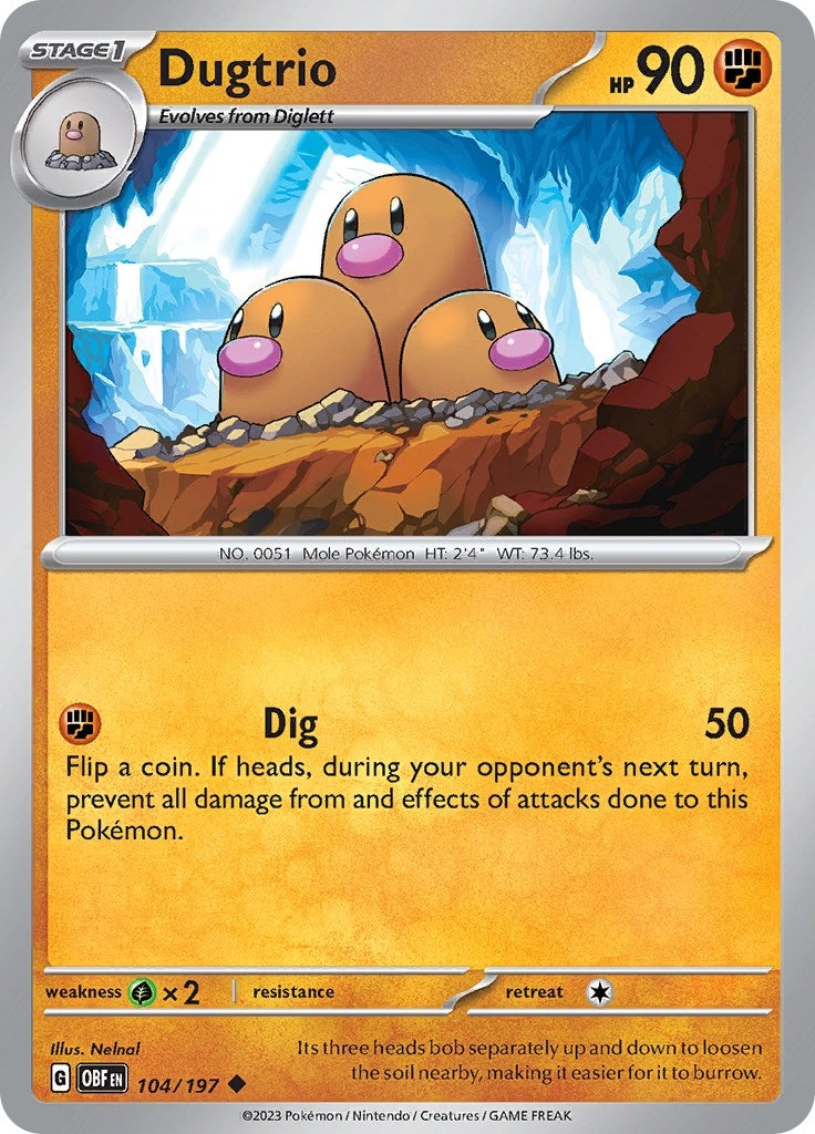 Image for Dugtrio (104/197) [SV03: Obsidian Flames] - Pokemon