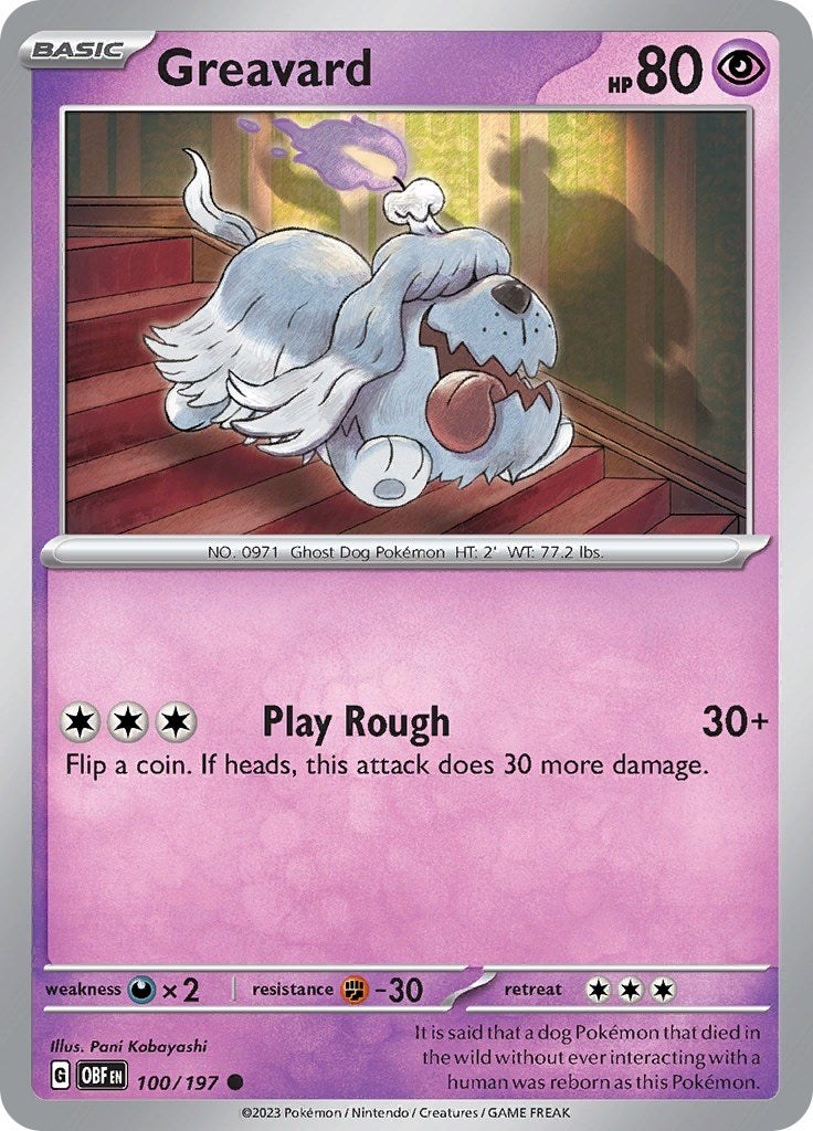 Image for Greavard (100/197) [SV03: Obsidian Flames] - Pokemon