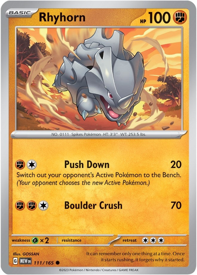 Image for Rhyhorn (111/165) [SV: Scarlet & Violet 151] - Pokemon