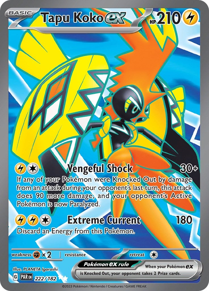 Image for Tapu Koko ex (222/182) [SV04: Paradox Rift] - Pokemon
