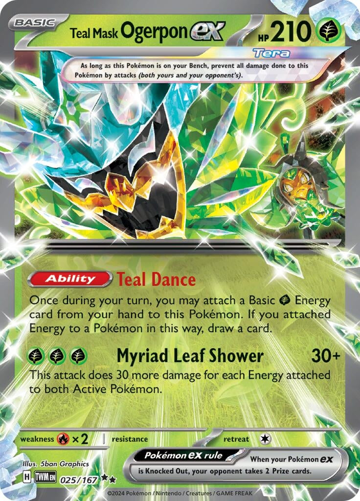 Image for Teal Mask Ogerpon ex (025/167) [SV06: Twilight Masquerade] - Pokemon