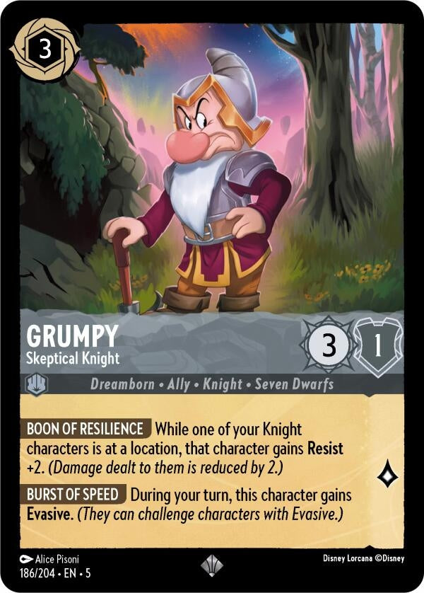 Image for Grumpy - Skeptical Knight (186/204) [Shimmering Skies] - Disney Lorcana