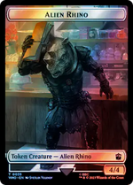 Alien Rhino // Food (0059) Double-Sided Token (Surge Foil) (35 // 59) [Universes Beyond: Doctor Who]