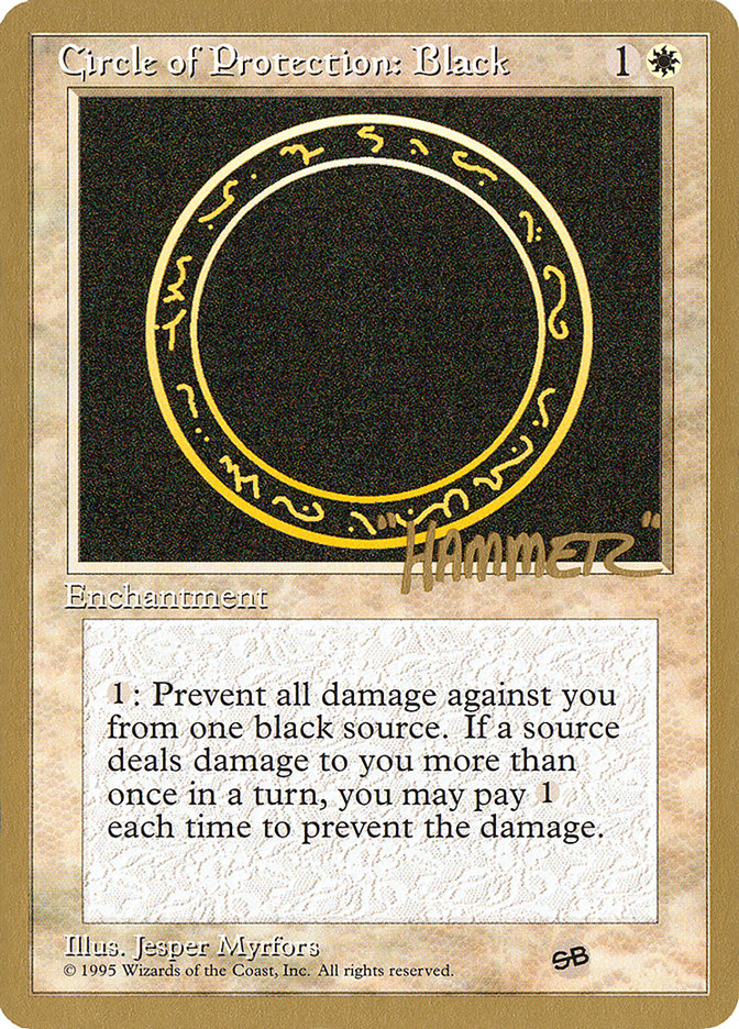 Circle of Protection: Black - 1996 Shawn "Hammer" Regnier (4ED) (SB) [World Championship Decks]