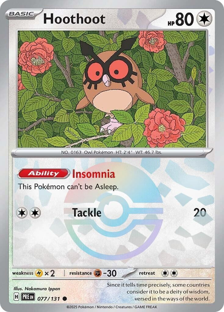 Image for Hoothoot (Poke Ball Pattern) (077/131) [SV: Prismatic Evolutions] - Pokemon