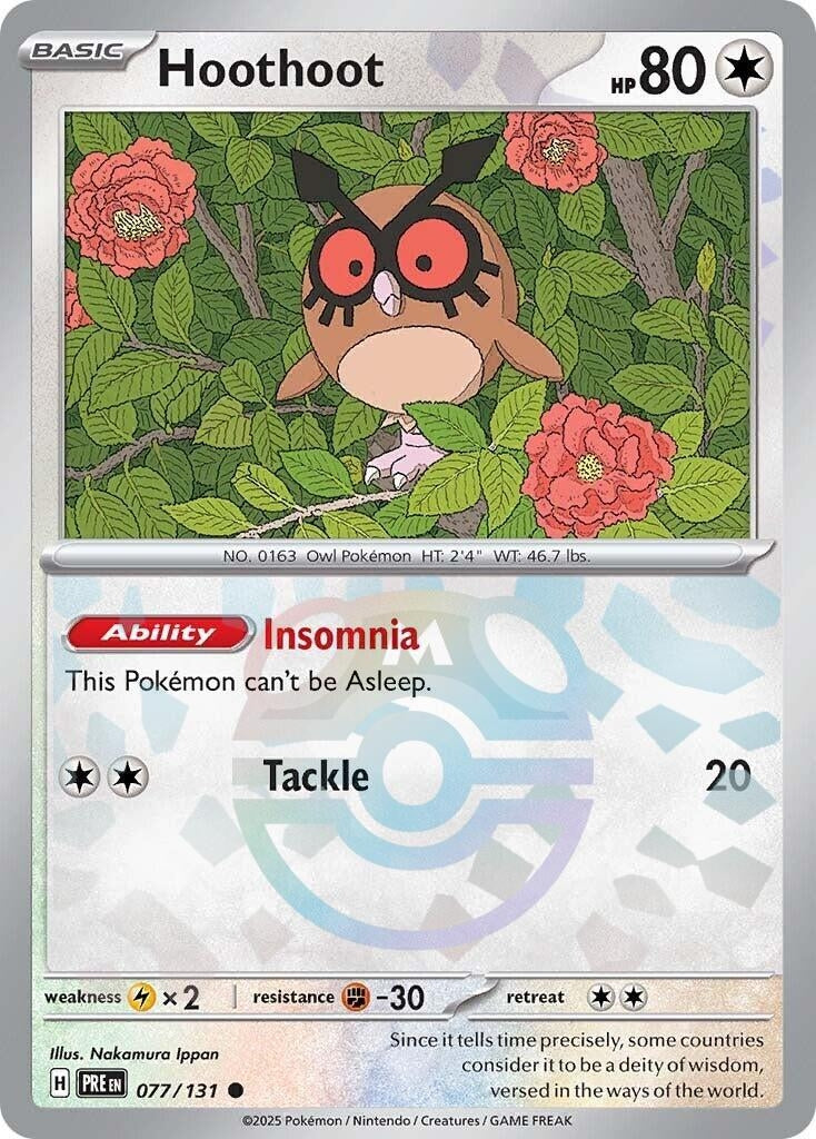 Image for Hoothoot (Master Ball Pattern) (077/131) [SV: Prismatic Evolutions] - Pokemon