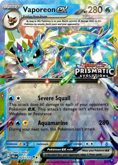 Vaporeon ex - 023/131 (Prismatic Evolutions Stamp) (023/131) [Miscellaneous Cards & Products]