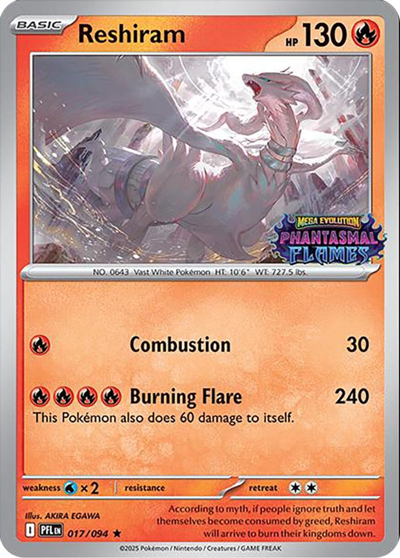 Image for Reshiram (Phantasmal Flames Stamped) (017/094) [Miscellaneous Cards & Products] - Pokemon
