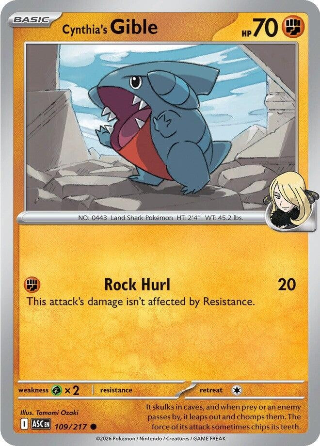 Image for Cynthia's Gible (109/217) [ME: Ascended Heroes] - Pokemon