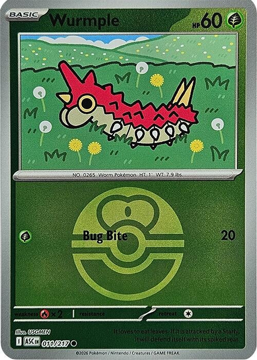 Image for Wurmple (Love Ball) (011/217) [ME: Ascended Heroes] - Pokemon