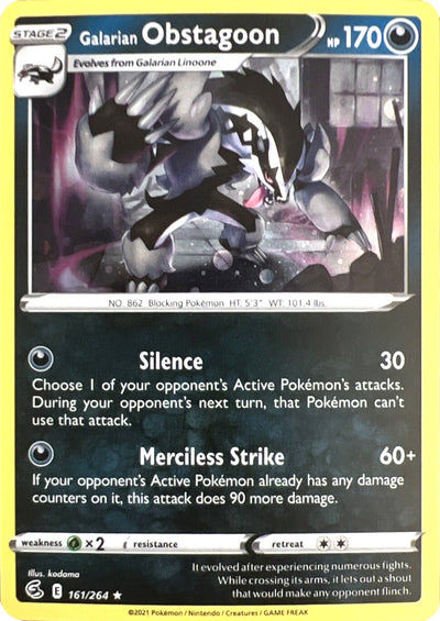 Galarian Obstagoon (Cosmos Holo) (161/264) (Miscellaneous Cards & Products)