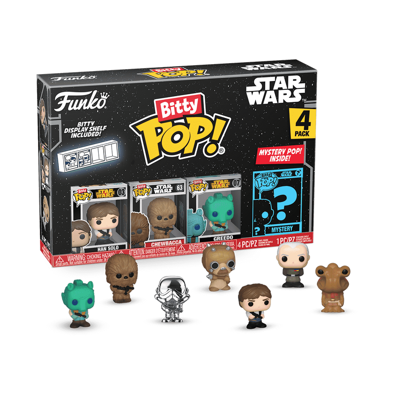 Funko Bitty POP! Star Wars 4-Pack - Han Solo, Chewbacca, Greedo & A Surprise Mystery Mini Figure