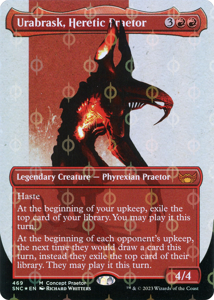 Urabrask, Heretic Praetor (Borderless Concept Preators Step-and-Compleat Foil) [Streets of New Capenna]