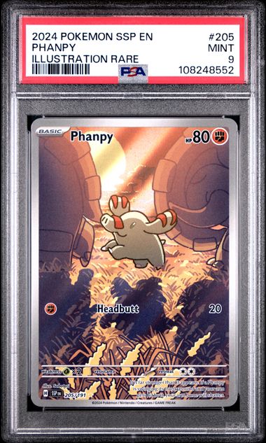 2024 Pokémon Surging Sparks #205 Phanpy Illustration Rare - PSA 9 Mint - SV8 SSP