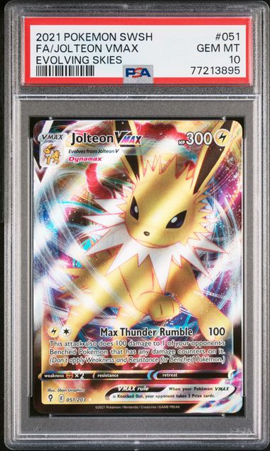 2021 Pokémon Evolving Skies Jolteon VMAX 051/203 PSA 10 (Gem Mint)