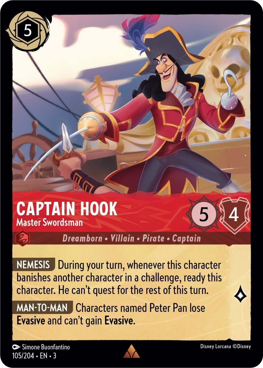 Captain Hook - Master Swordsman (105/204) [Into the Inklands] - Inner Nerd