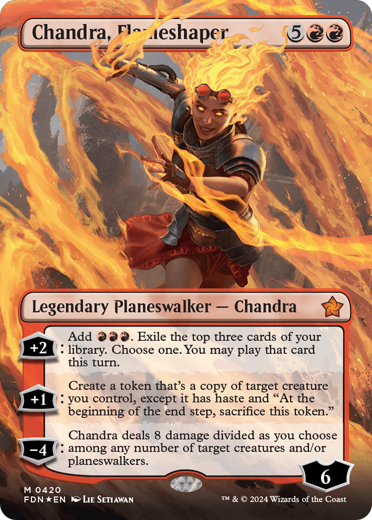 Chandra, Flameshaper (Borderless) (Mana Foil) (420) (Foundations)