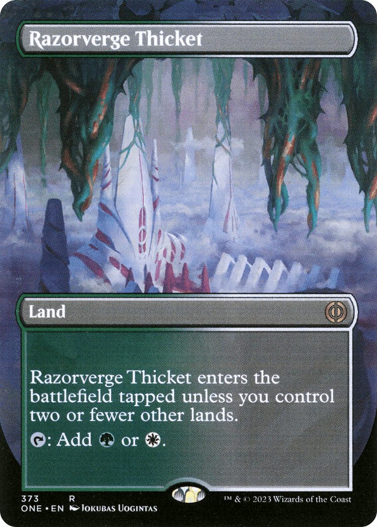 Razorverge Thicket (Borderless Alternate Art) [Phyrexia: All Will Be One] - Inner Nerd