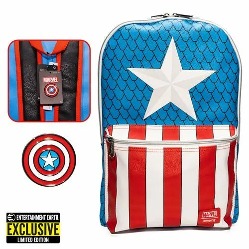 Captain America Loungefly Backpack With Pin Set Entertainment Earth